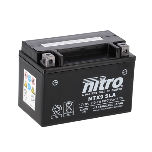 NITRO Gesloten batterij onderhoudsvrij, Batterijen moto & scooter, NTX9-SLA